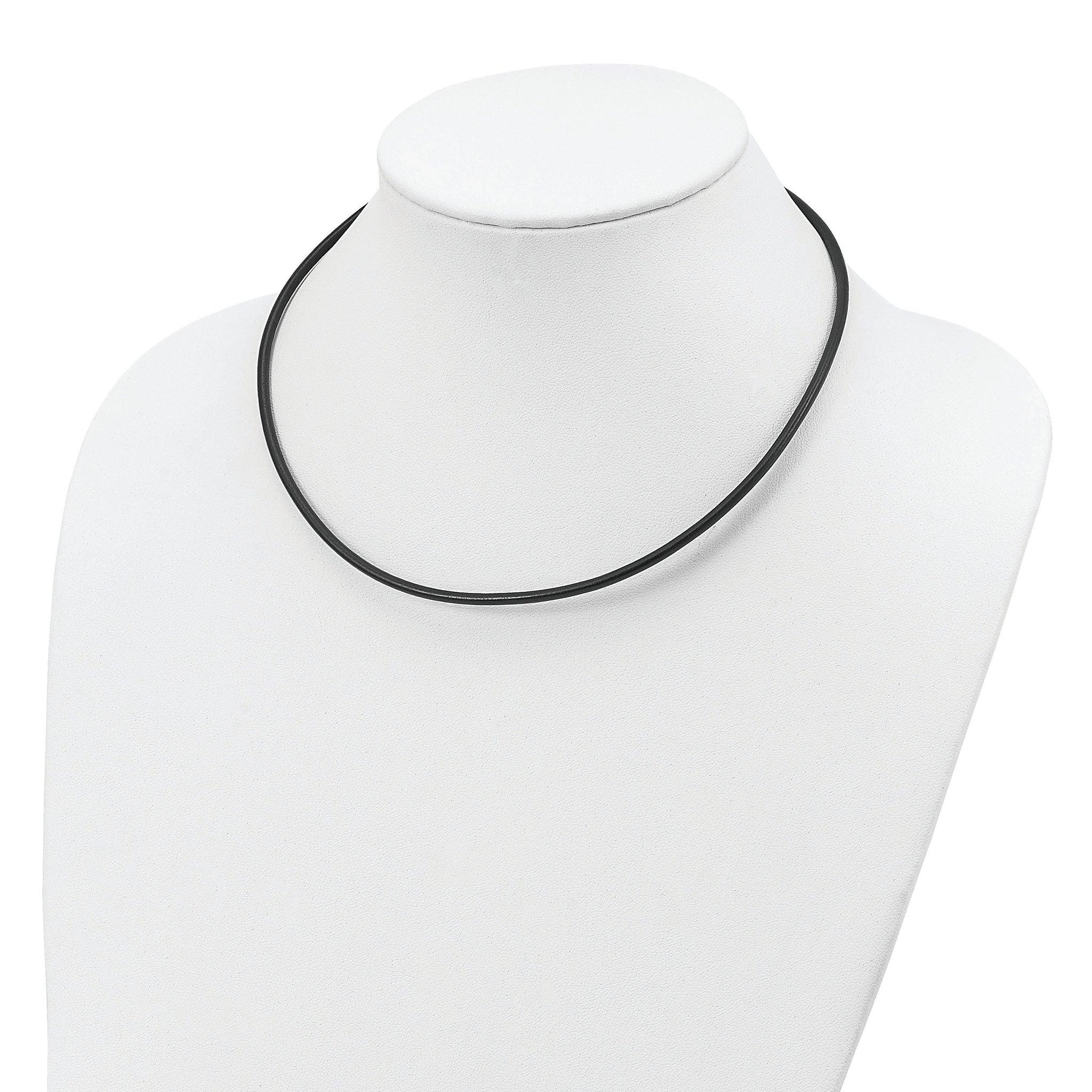 Sterling Silver 18inch 3mm Black Leather Necklace Secondary image