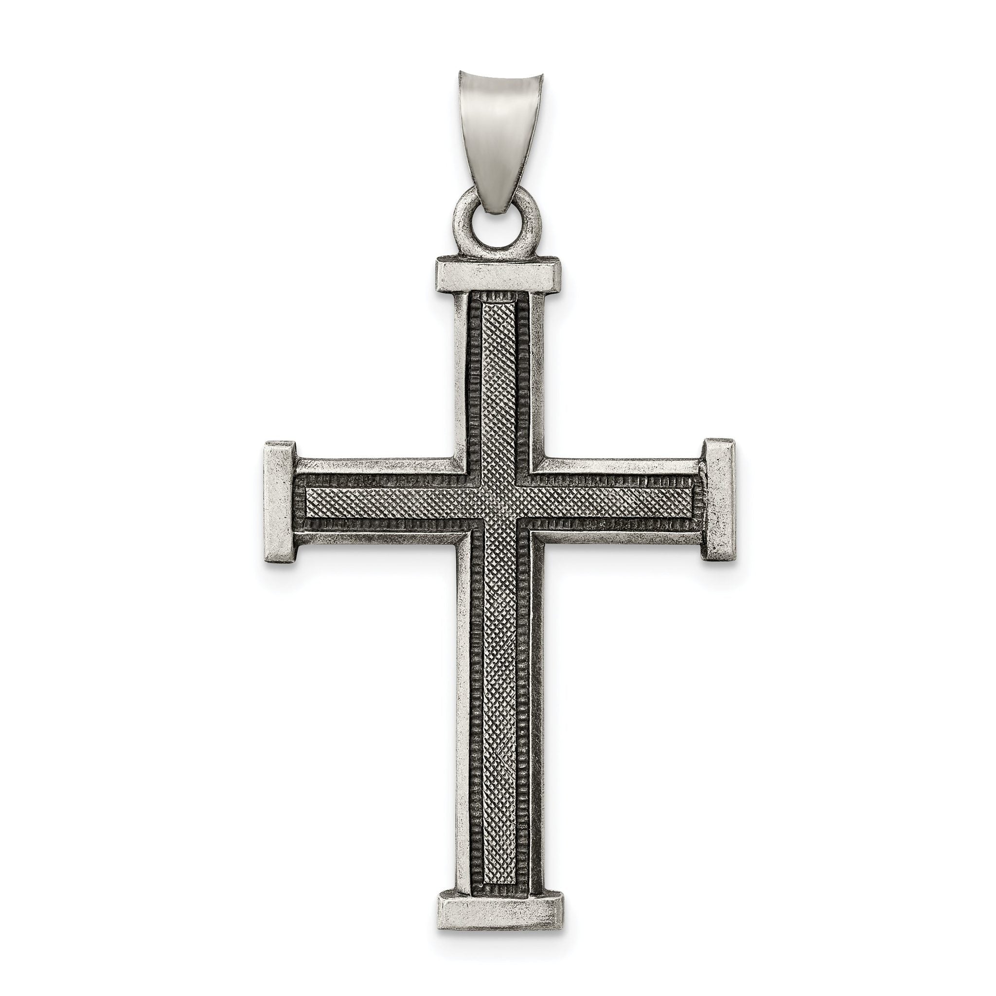 Sterling Silver 925 Latin Cross Pendant with Antiqued Finish