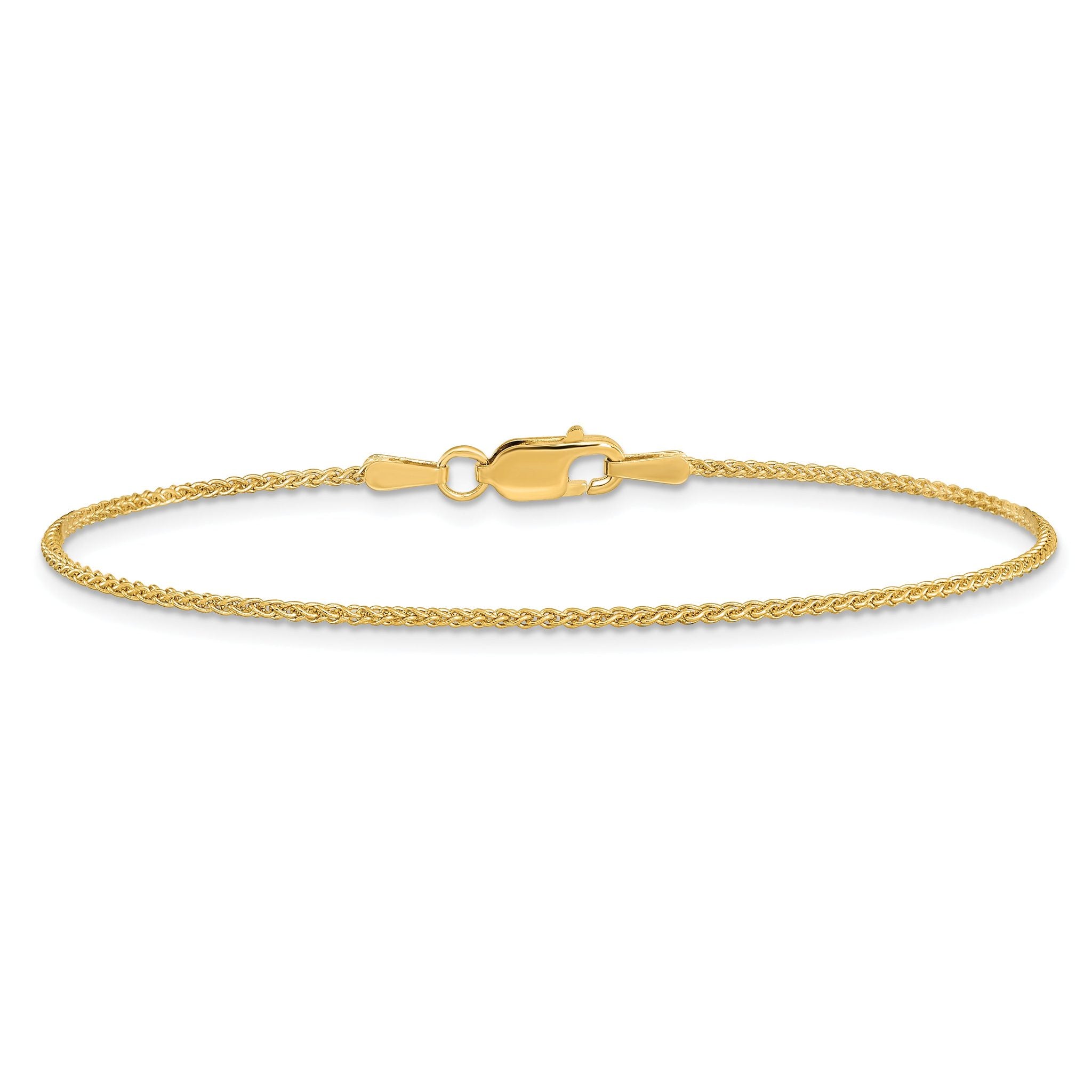 14K Yellow Gold Solid Wheat Chain Necklace 1.25mm