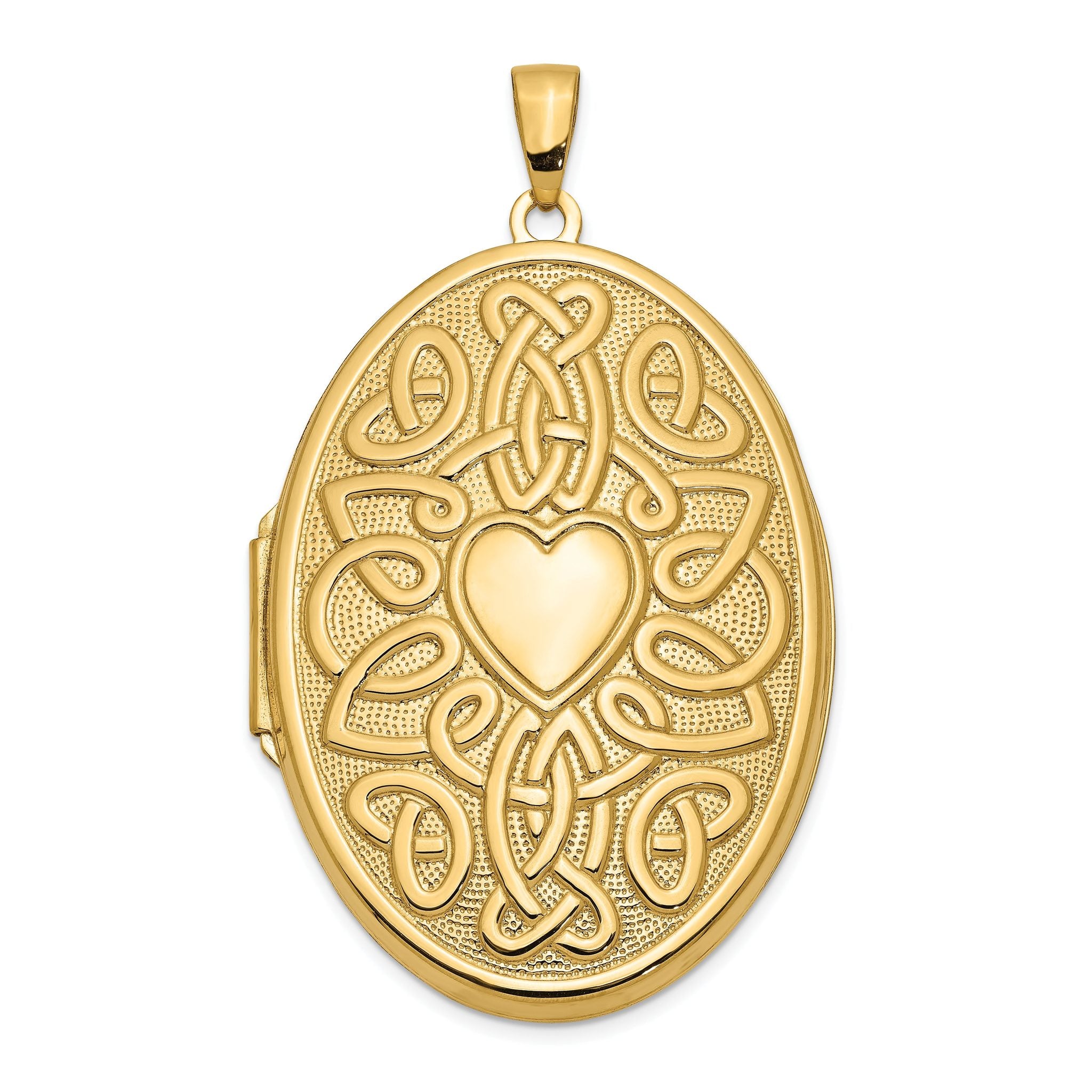 14k Celtic Knot Heart with Poem on Reverse 38mm Oval Locket Main image