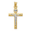 14K Two-Tone Gold INRI Crucifix Pendant with Polished Textured Finish
