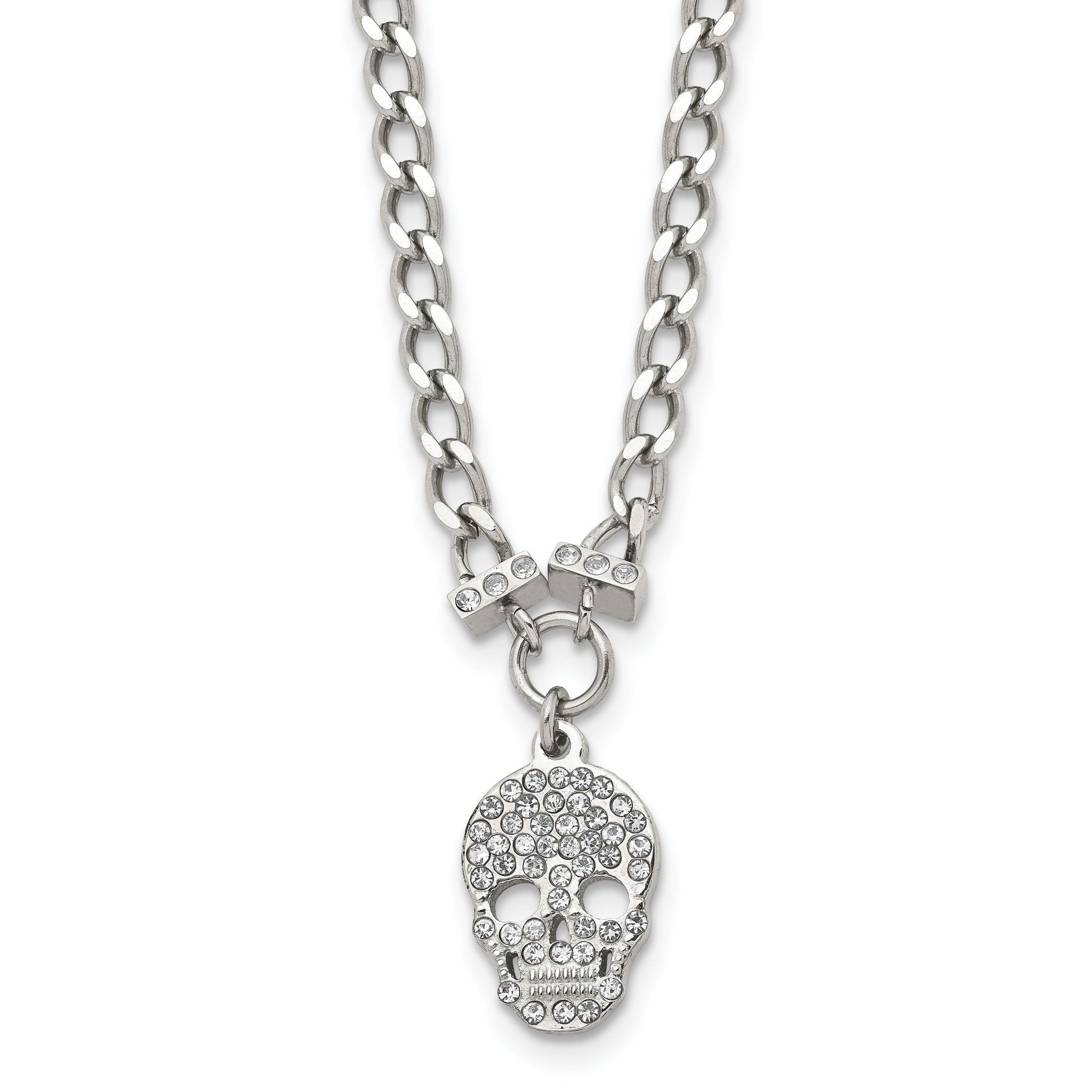 Stainless Steel 18 inch Polished Crystal Skull Necklace Main image