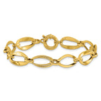 10k Polished and Textured Link Bracelet