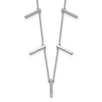 Sterling Silver Rhodium-plated CZ Vertical Bars w/2in ext Necklace