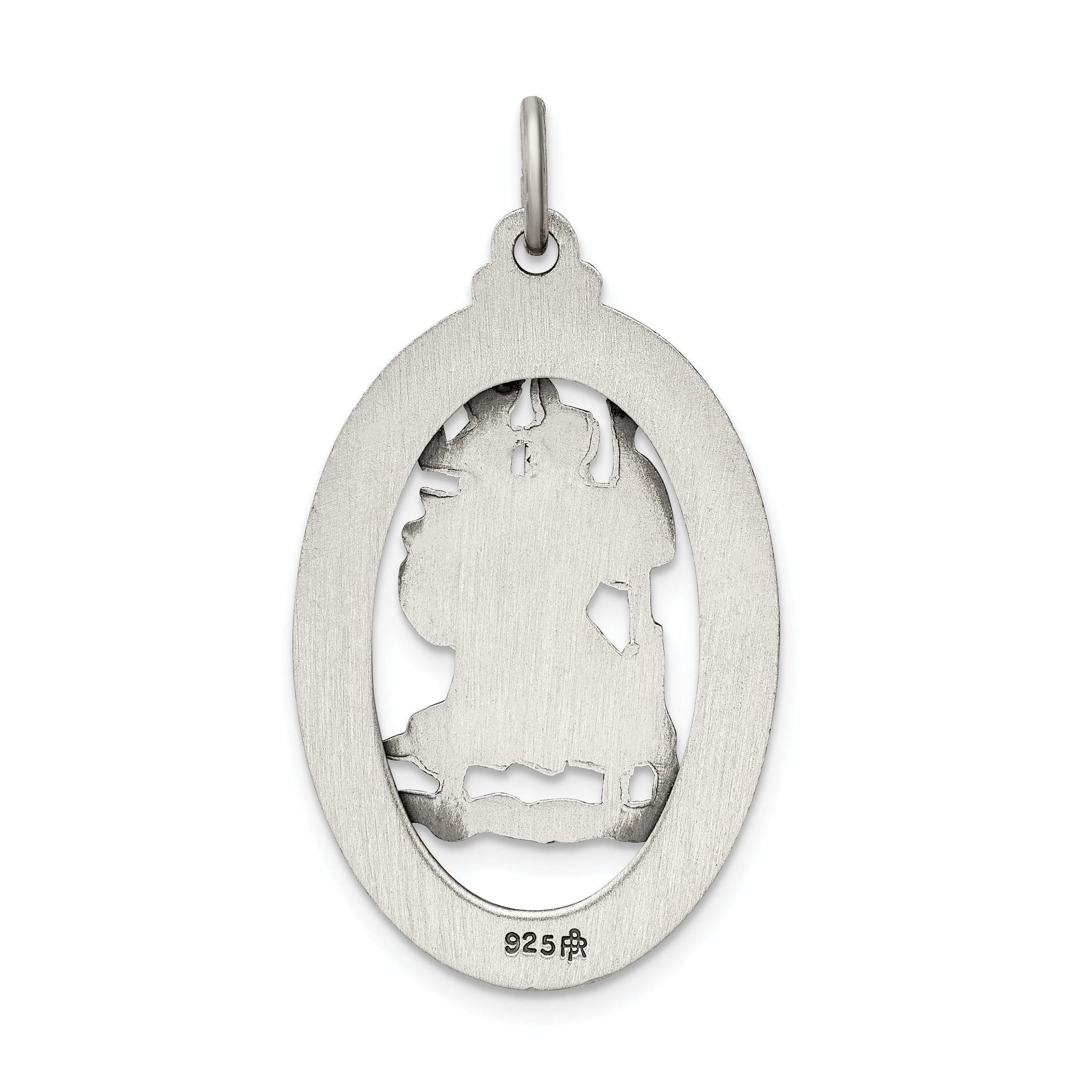 Sterling Silver 925 Antiqued St. Christopher Medal Solid Pendant