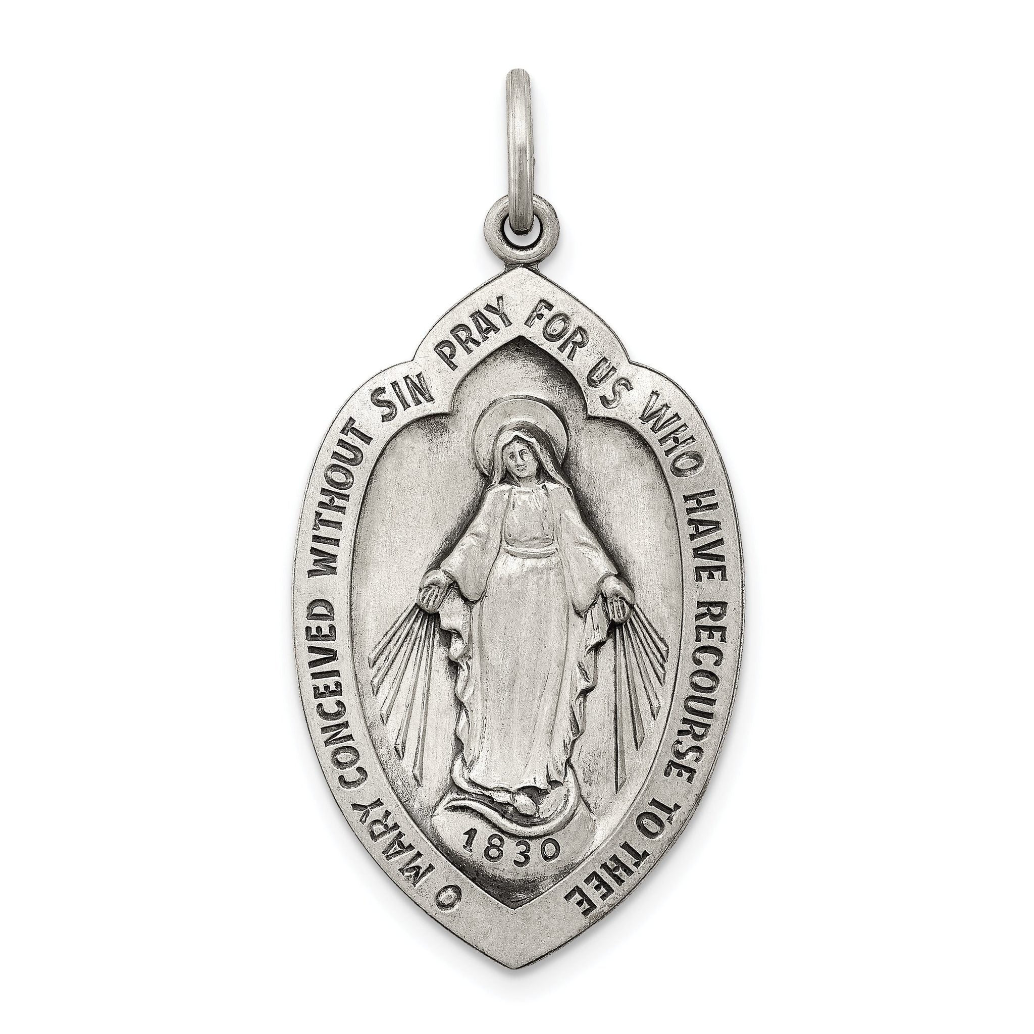 Sterling Silver 925 Antiqued Miraculous Medal Pendant Solid Die Struck Design