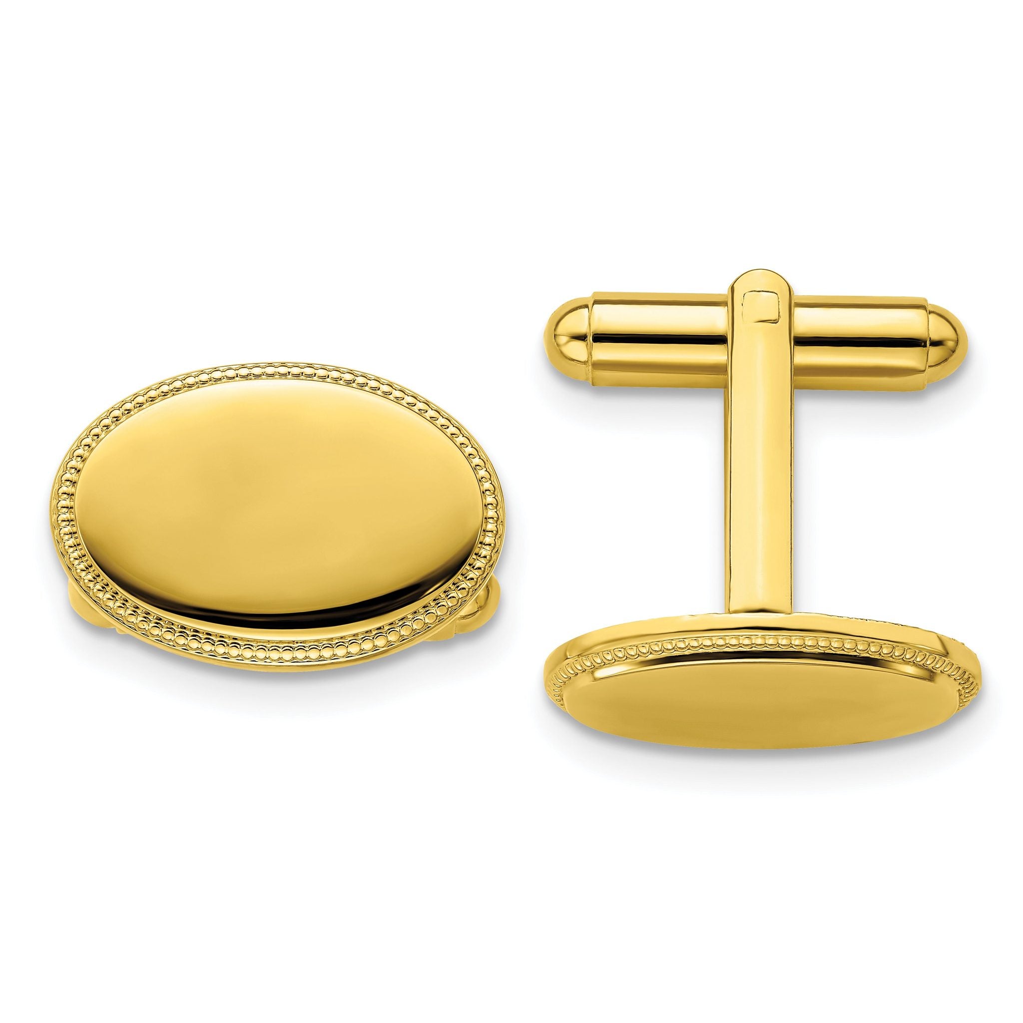 Gold-Tone Polished Oval Engravable Cuff Links by Kelly Waters