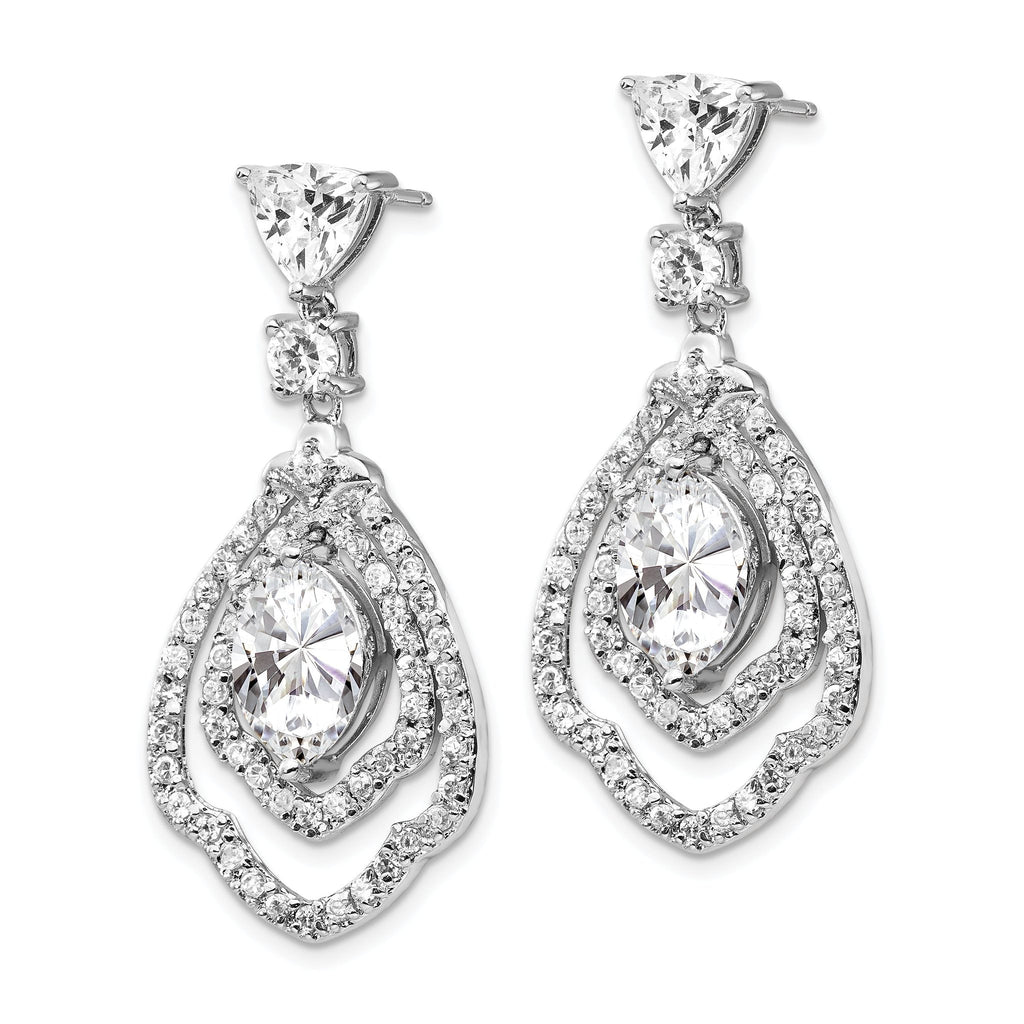 Cheryl M 925 Sterling Silver Rhodium-Plated CZ Dangle Earrings with Brilliant Cut