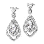 Cheryl M 925 Sterling Silver Rhodium-Plated CZ Dangle Earrings with Brilliant Cut