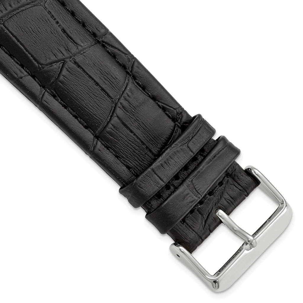 Matte Alligator-Grain Leather Watch Band in Black, 14mm