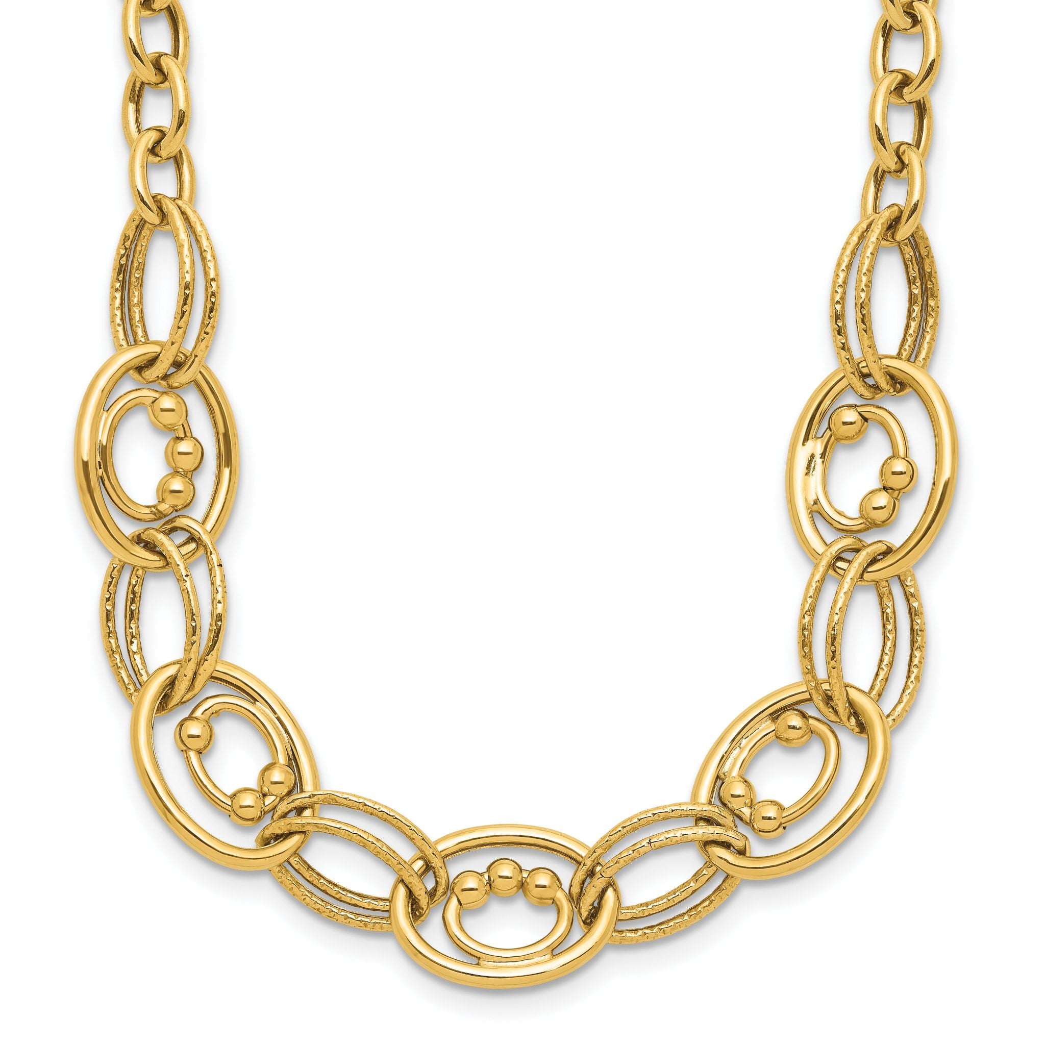 10K Polished and Textured Fancy Link Necklace Main image