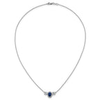 14k White Gold 1 1/8 carat Lab Grown Diamond VS/SI+ G+ and Created Sapphire Complete Three Stone 16 inch Necklace