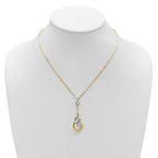 14K Two-tone Polished Circle Link Accent w/1in ext. Necklace