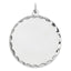 Sterling Silver Rhod-plated ENG. Round Polish Front/Satin Back Disc Charm
