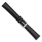 Smooth Leather Watch Band in Black with Silver-Tone Buckle, 24mm