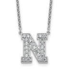 14k White Gold 5/8 carat Lab Grown Diamond VS+ F+ Complete Letter N 18 inch Initial Necklace