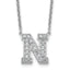 14k White Gold 5/8 carat Lab Grown Diamond VS+ F+ Complete Letter N 18 inch Initial Necklace