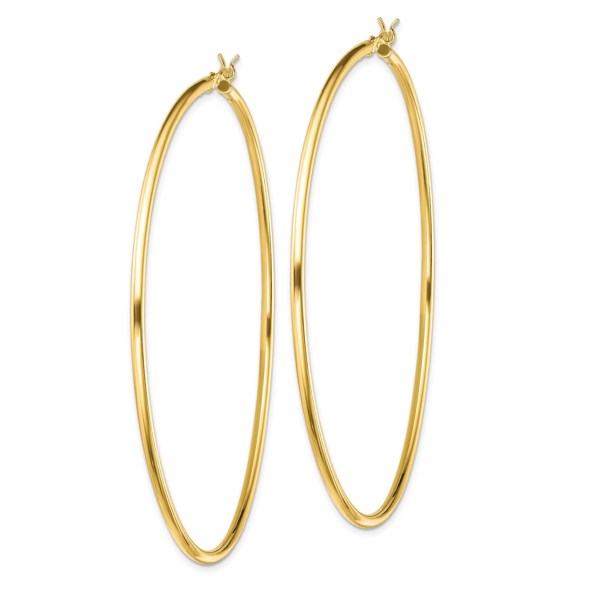 Sterling Silver Gold-Tone Polished 2x70mm Hoop Earrings Secondary image