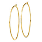 Sterling Silver Gold-Tone Polished 2x70mm Hoop Earrings