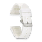 18mm White Silicone Rubber with Brushed Stainless Steel Buckle  7.75 inch Watch Band