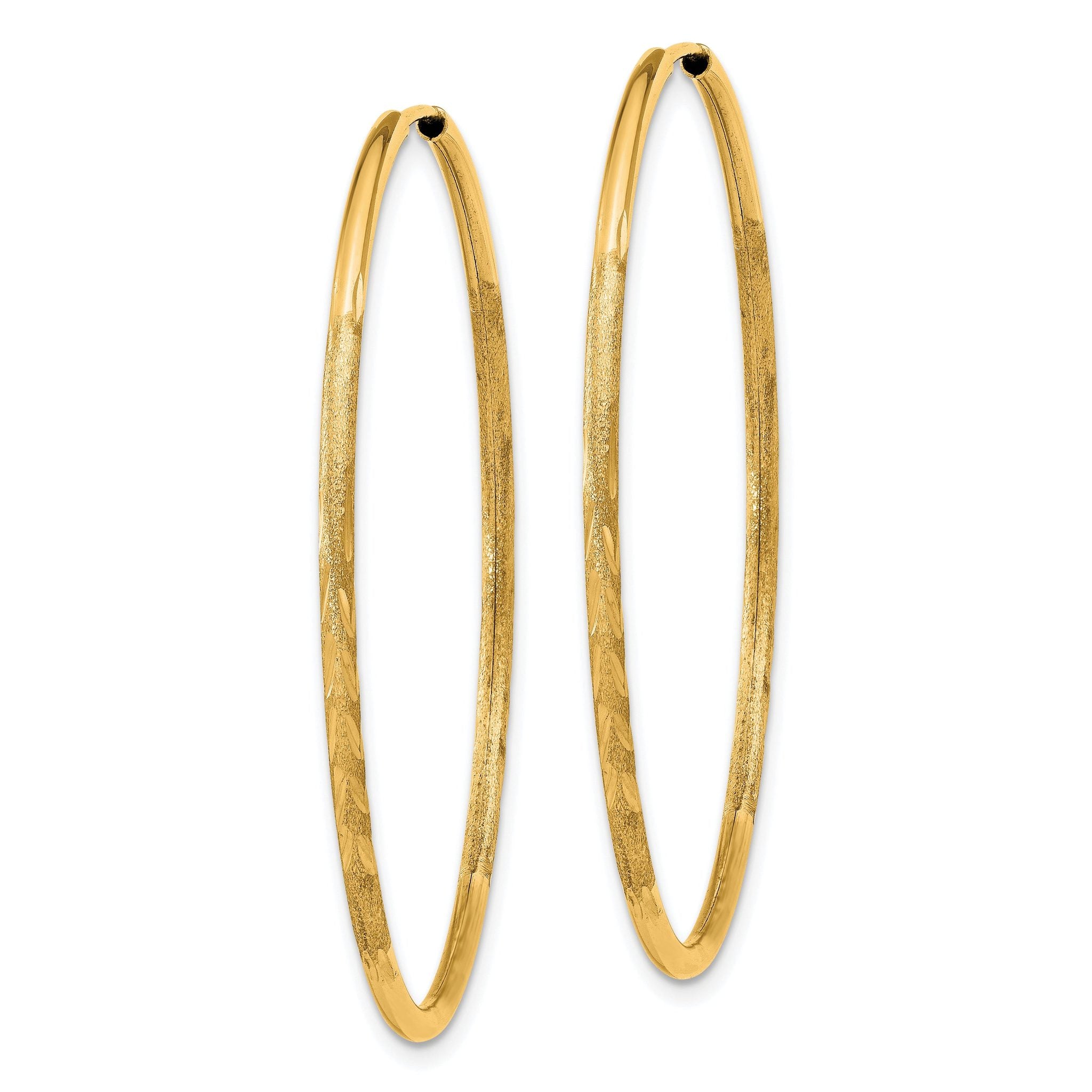 14k 1.5mm Satin Diamond-cut Endless Hoop Earrings Secondary image