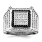 Brilliant Embers Sterling Silver Rhodium-plated 113 Stone Micro PavÃƒÂ¢Ã‚â‚¬Ã‚Å¡ CZ Black and White Men's Ring