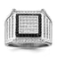 Brilliant Embers Sterling Silver Rhodium-plated 113 Stone Micro PavÃƒÂ¢Ã‚â‚¬Ã‚Å¡ CZ Black and White Men's Ring