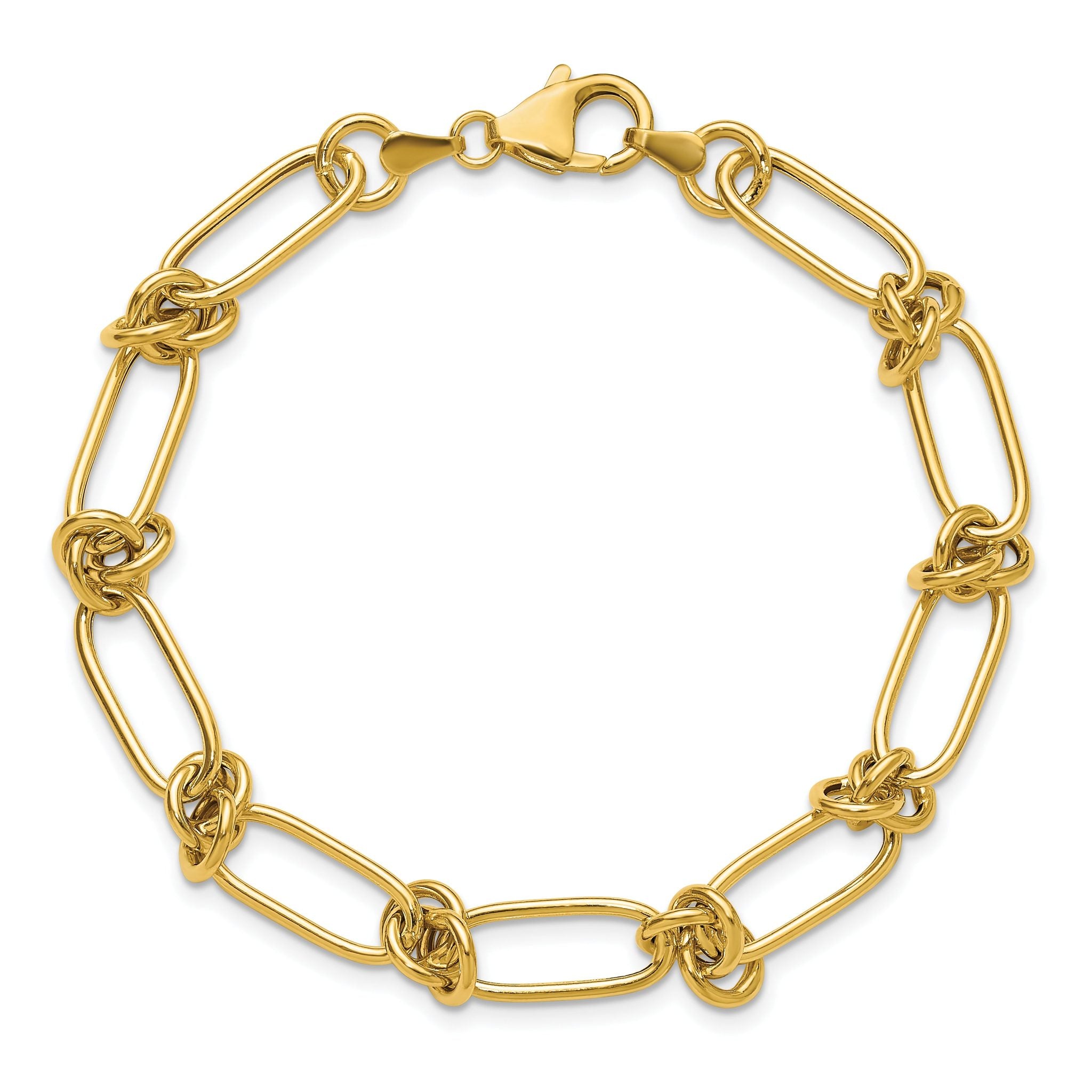 14K Polished Love Knot Fancy Paperclip Link Bracelet