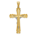 14K Two-Tone Gold Crucifix Pendant with Solid Satin Finish