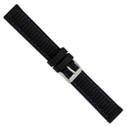 Ventilated Silicone Watch Band in Black with Blue Stitching, 20mm