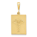 14K Gold Caduceus Pendant with Polished Finish Elegant Design