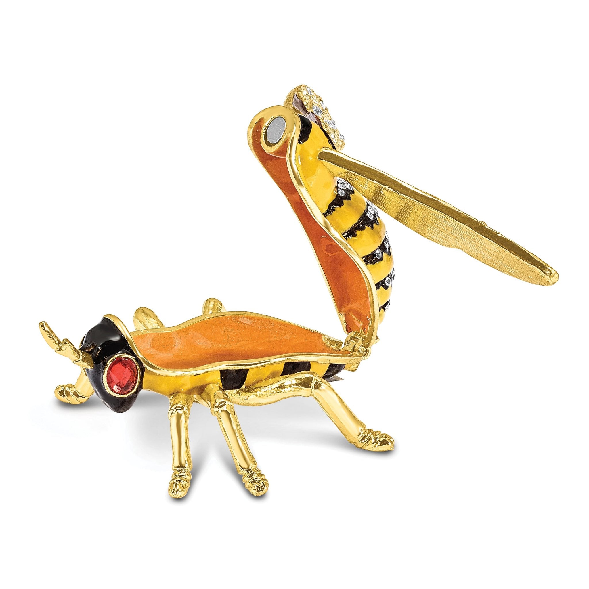 Luxury Giftware by Jere Pewter Bejeweled Crystals Gold-tone Enameled BUZZ Bumblebee Trinket Box with Matching 18 Inch Necklace Secondary image