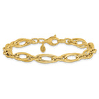 14K Polished Diamond-cut Fancy Link Bracelet