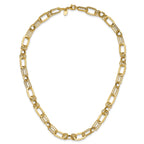 14K Polished and Textured Fancy Greek Key Link Necklace