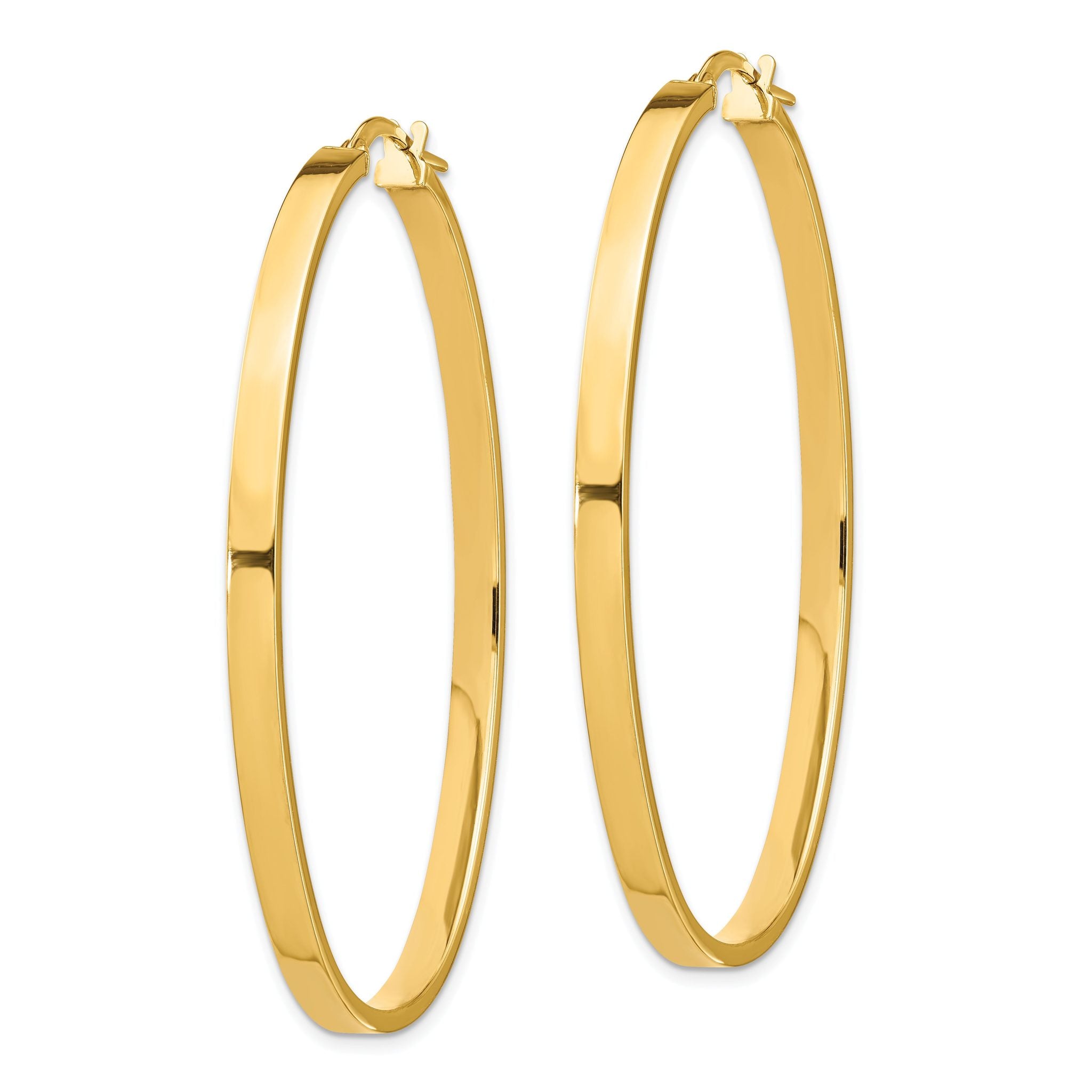 14ky 3mm Polished Large Oval Hoop Earrings