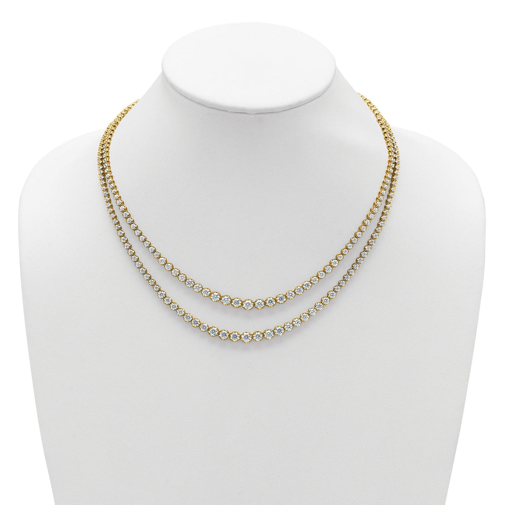 14k 14 7/8 carat Certified Lab Grown Diamond VS/SI+ G+ Complete 18 inch Graduated Layered Tennis Necklace