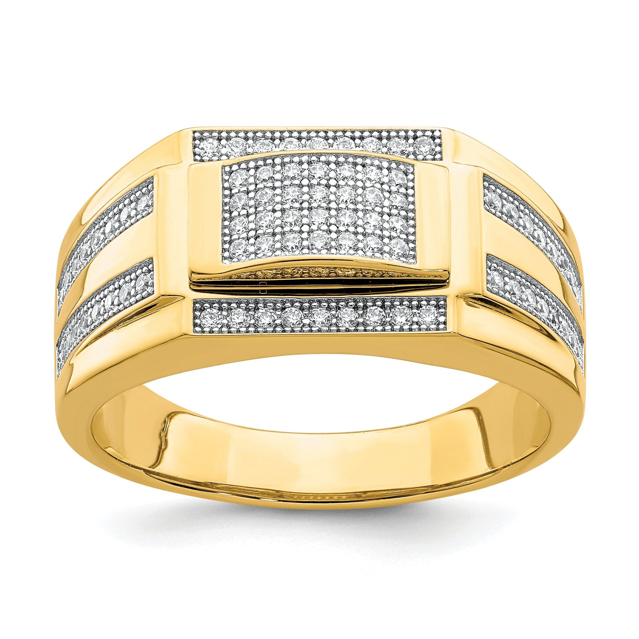 10K Men's CZ Signet Ring Main image