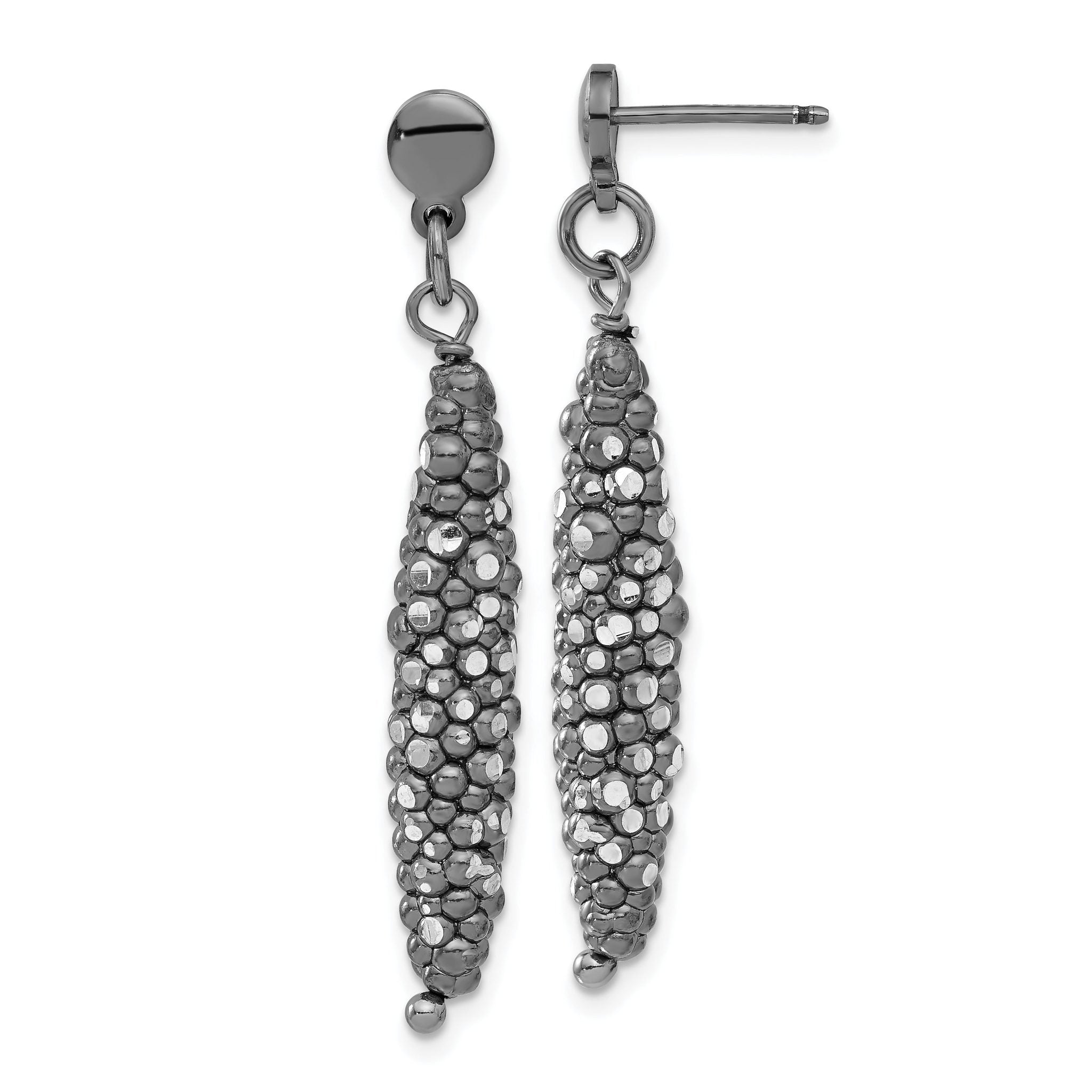 Sophia Jewelers Sterling Silver Ruthenium Plated Textured Dangle Earrings