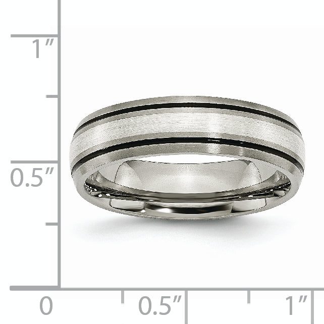 Titanium Two-Tone Grooved Wedding Band with Sterling Inlay