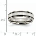 Titanium Two-Tone Grooved Wedding Band with Sterling Inlay