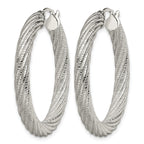 Stainless Steel Polished Textured Hoop Earrings for Women