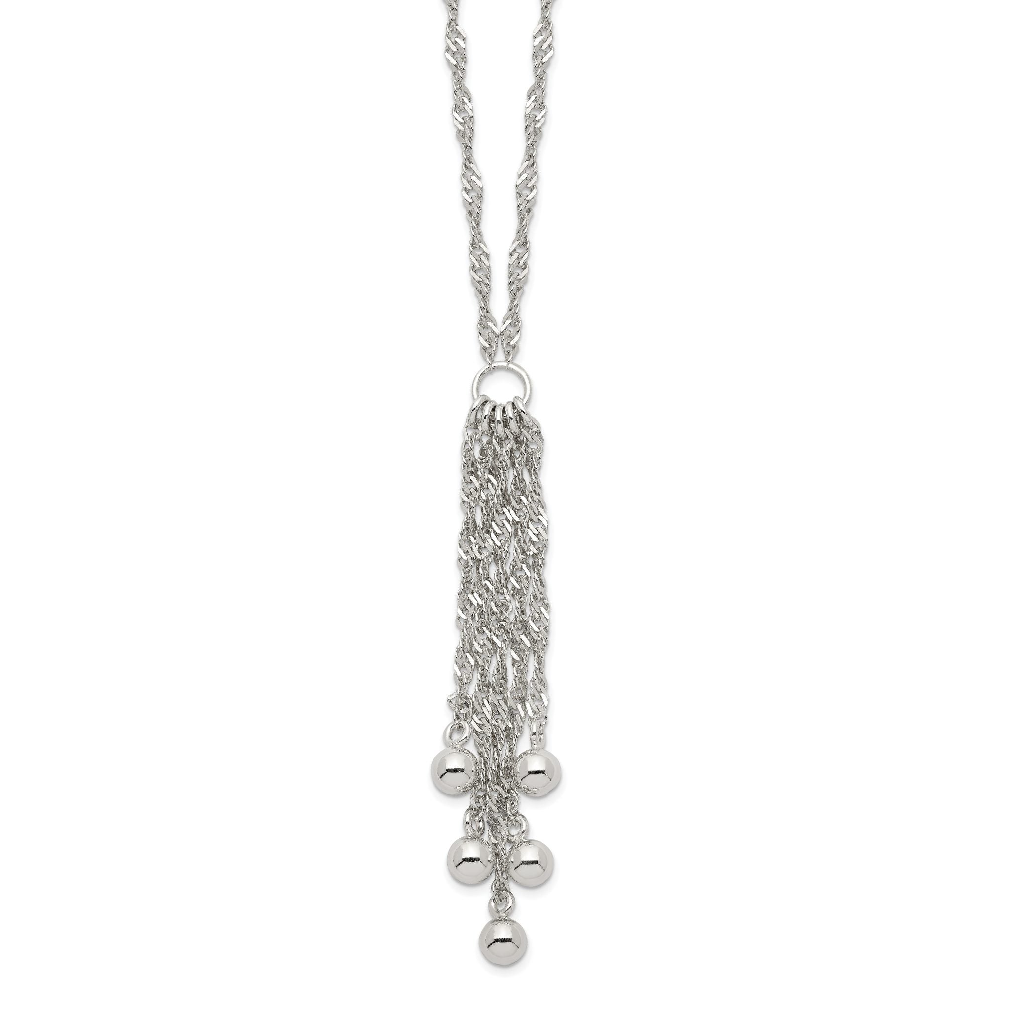 Sterling Silver Dangle Bead Necklace Main image