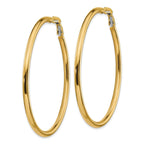 14K Gold Polished Hoop Earrings with Omega Back Elegant Hollow Design