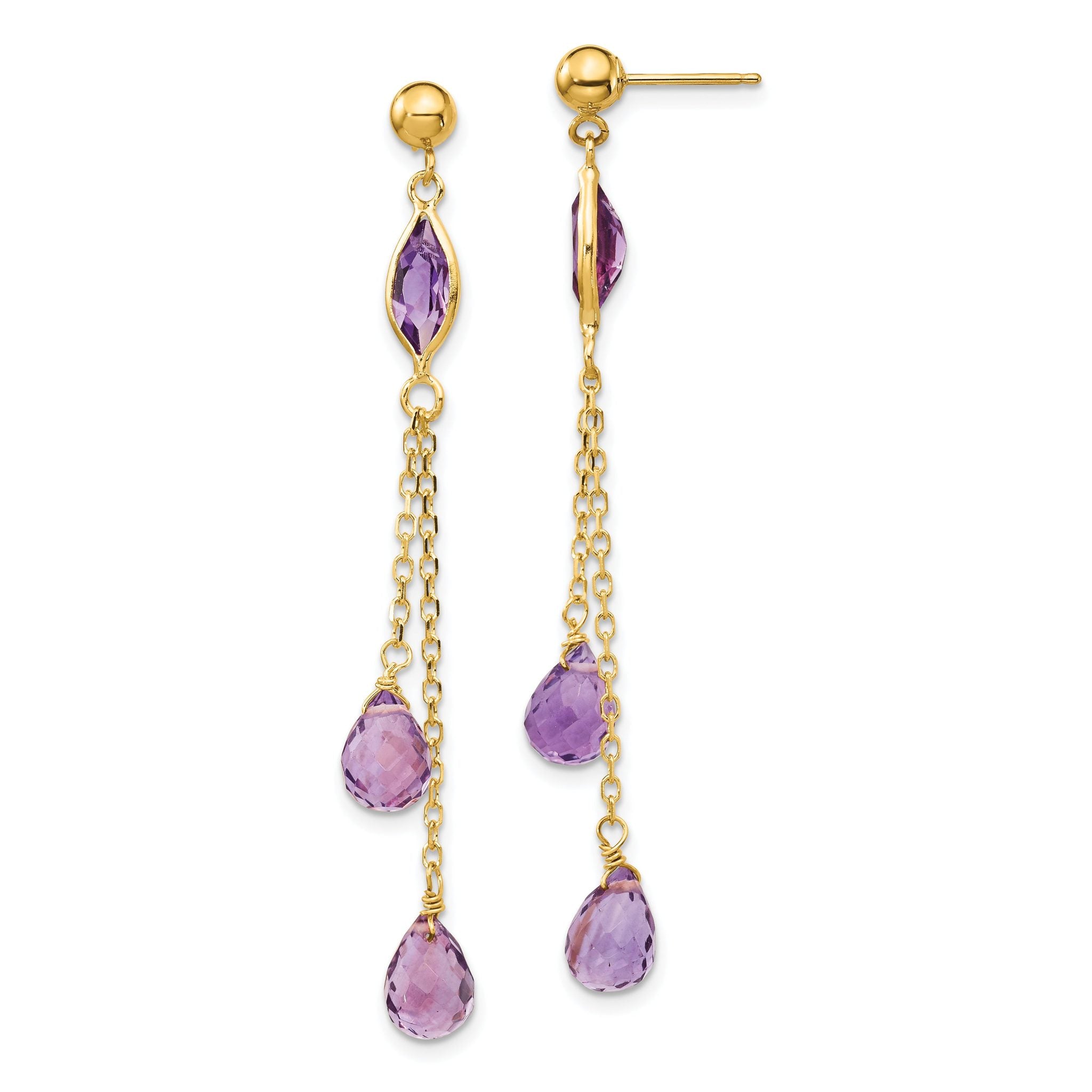14k Amethyst Post Dangle Earrings Main image