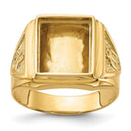 10k Men's Polished and Textured Masonic Ring Mounting (No Stone Included)
