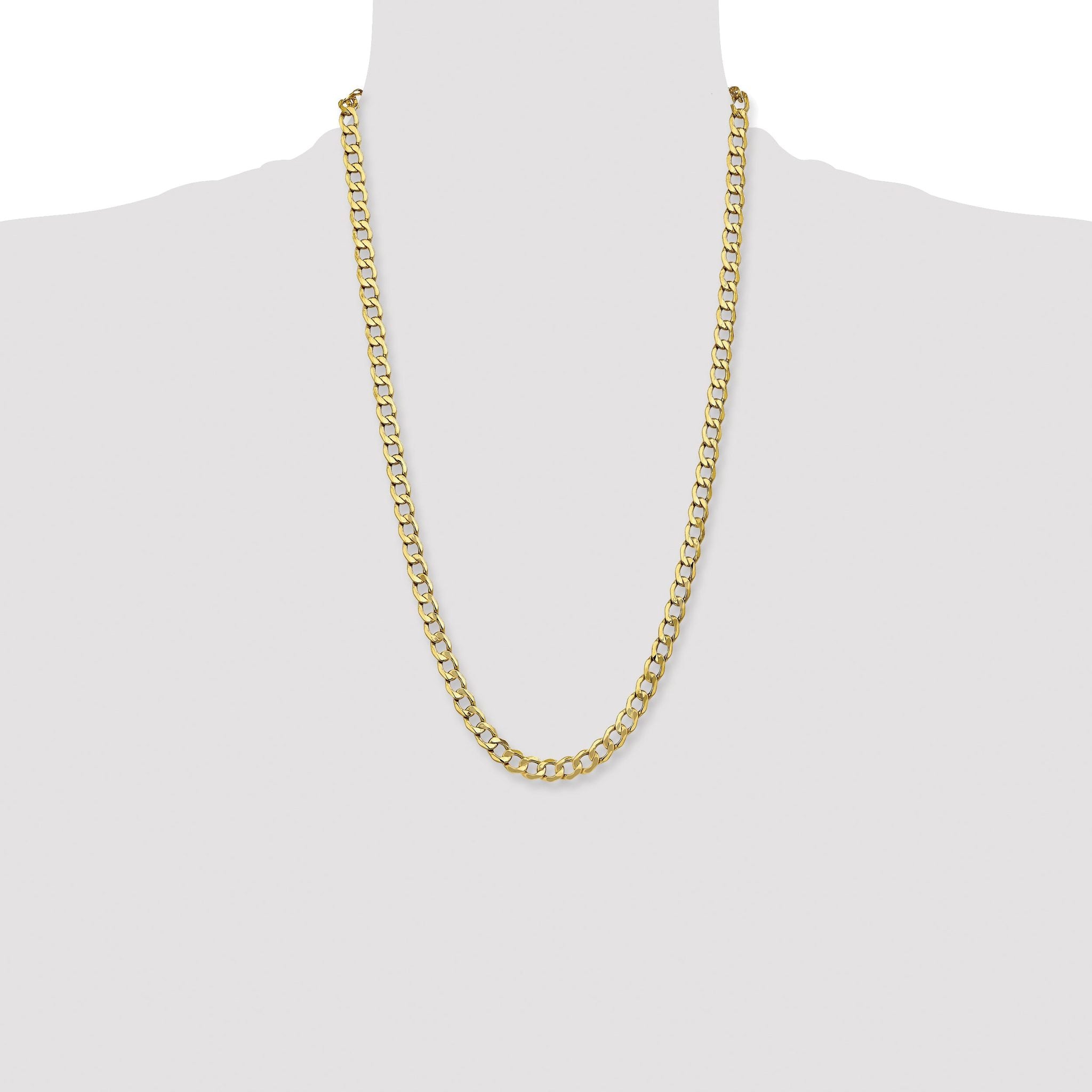 Curb Link Chain Bracelet in 10K Yellow Gold, 7mm