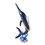 Luxury Giftware by Jere Bejeweled BLADE Swordfish on Wave Trinket Box with Matching 18 inch Necklace