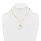 14k Polished Two Teardrops Dangle 16 inch Y-Necklace Plus 2 inch Extender