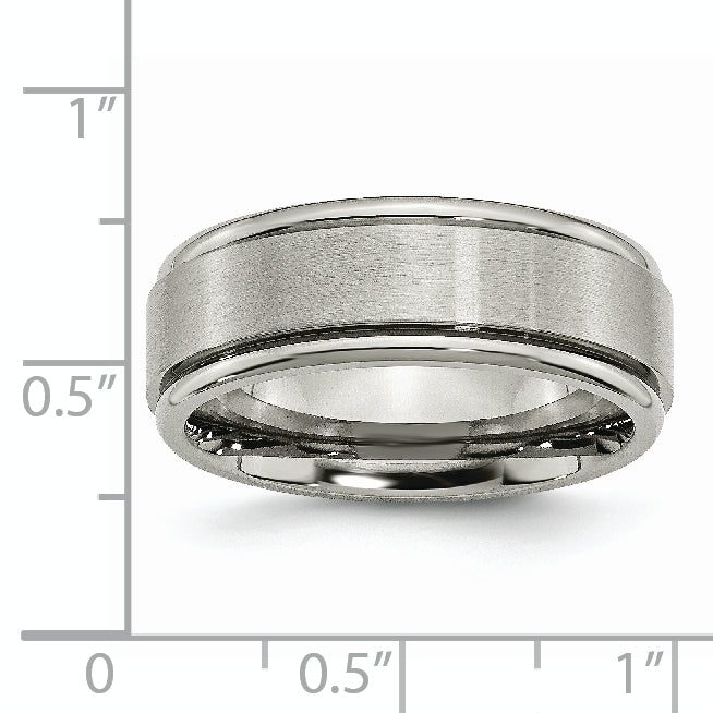 Chisel Titanium Brushed Center 8mm Ridged Edge Band