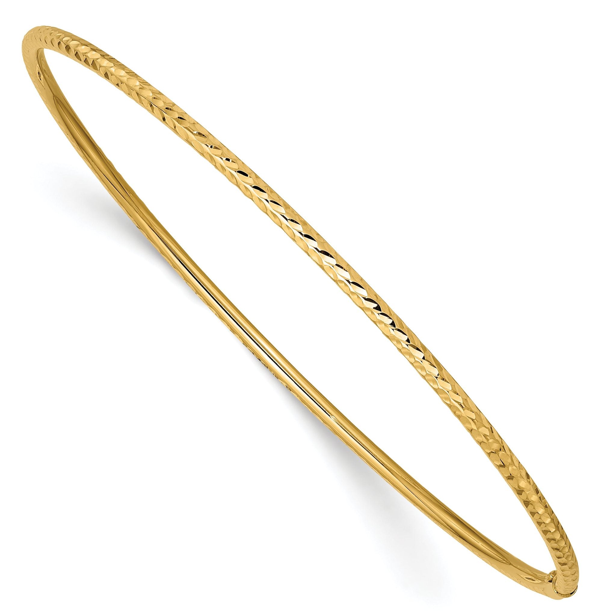 14K Gold Diamond-Cut Slip-On Bangle  Elegant Women's Bracelet Main image